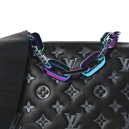 Louis Vuitton LOUIS VUITTON Lambskin Embossed Monogram LV Ski Coussin PM Black Multicolor 8 of 10