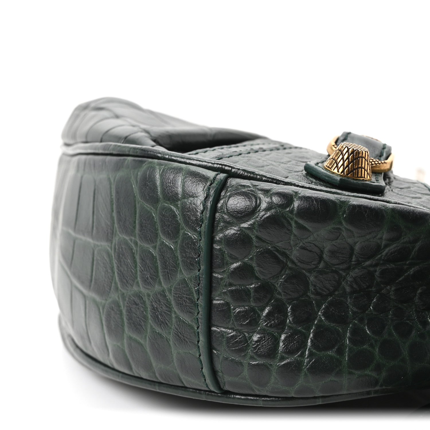 Balenciaga Extra Supple Calfskin Crocodile Embossed Le Cagole Shoulder Bag XS Forest Green 11 of 11