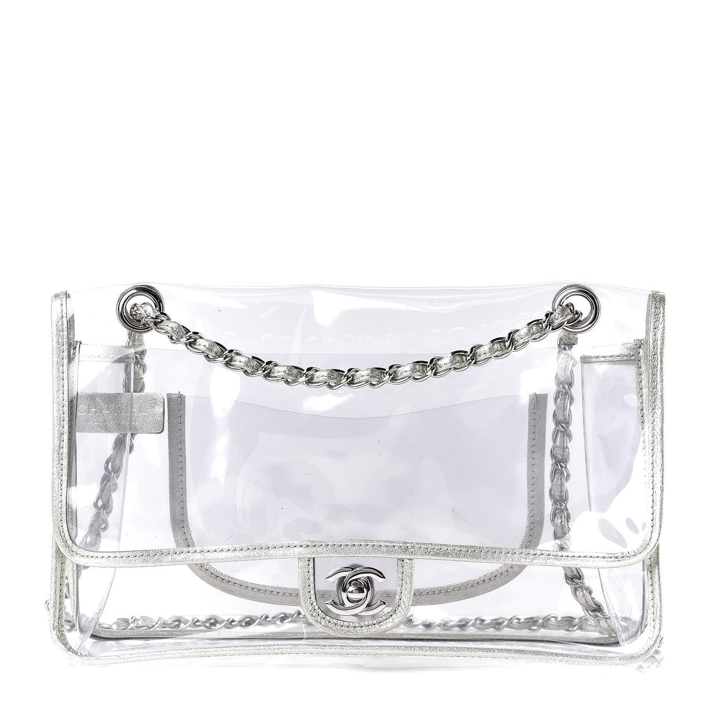Lambskin Vinyl Large Naked Flap Silver