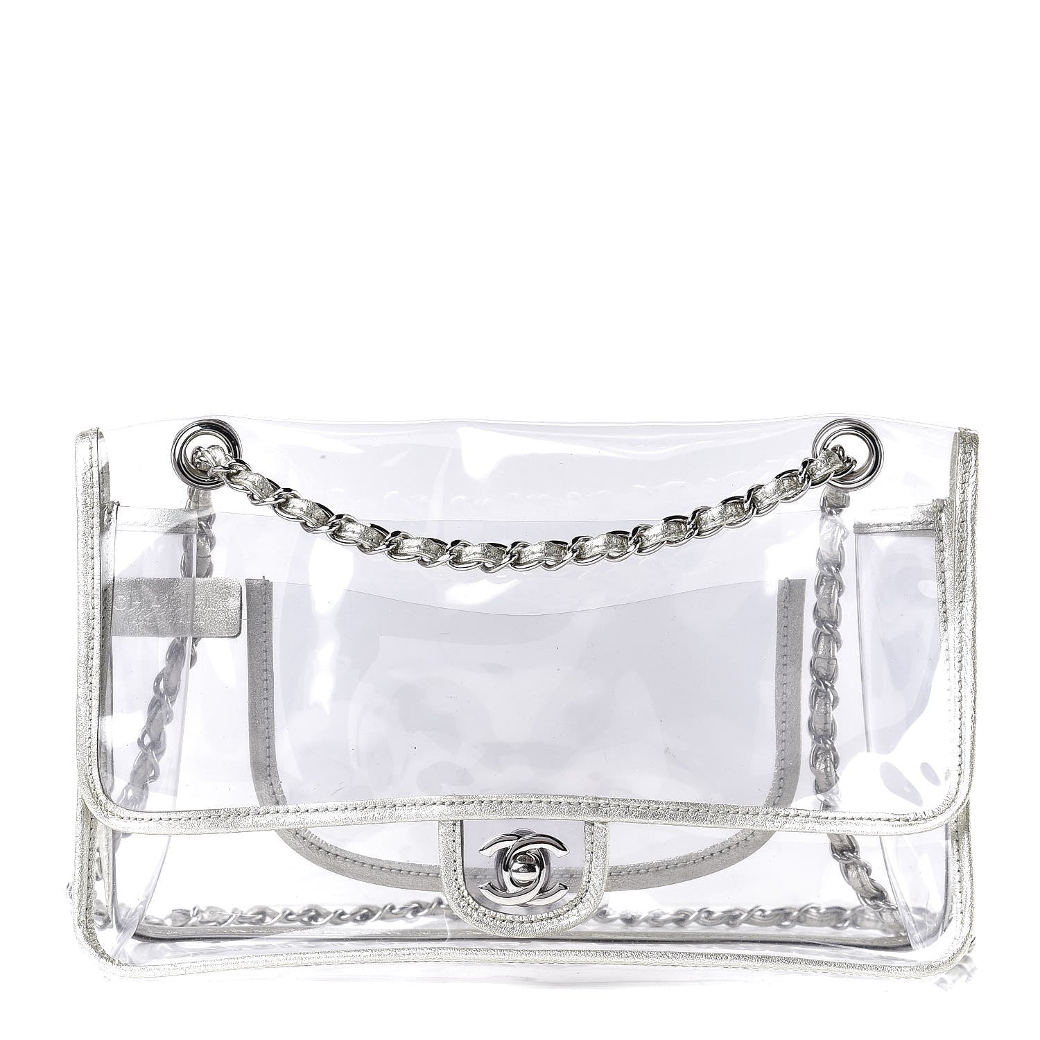 Chanel Lambskin Vinyl Large Naked Flap Silver 1 of 9