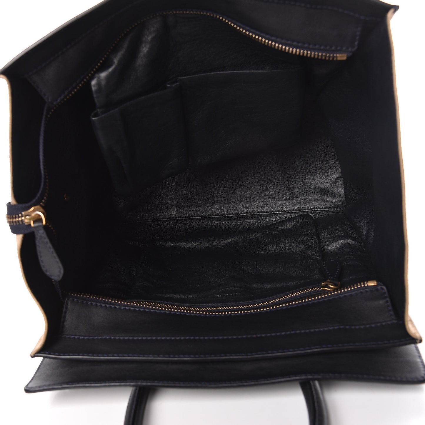 Smooth Calfskin Suede Mini Bi-Color Luggage Navy Dune