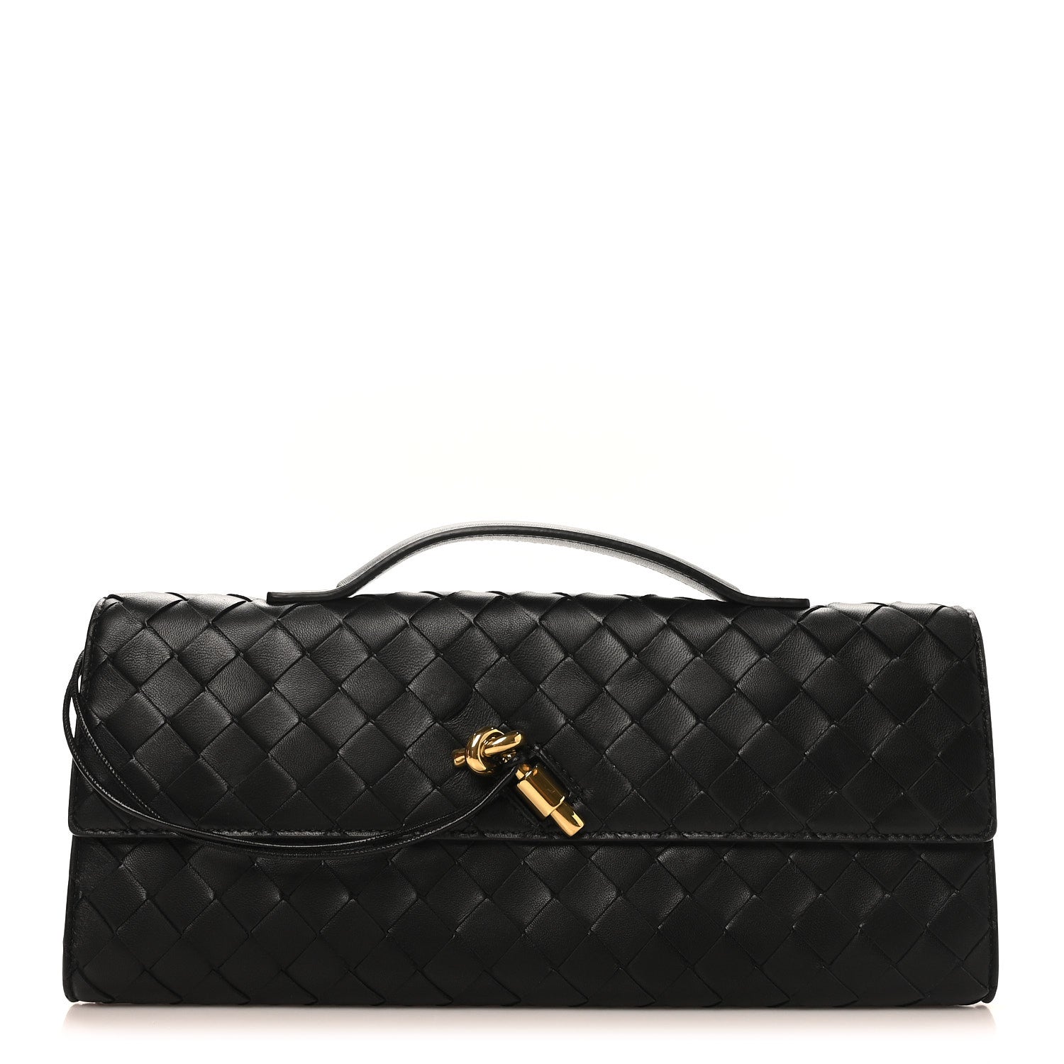 Bottega Veneta Nappa Intrecciato Long Andiamo Top Handle Clutch Black 1 of 7