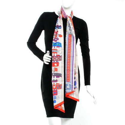 Hermes Silk Colliers De Chiens Maxi Twilly Creme Rouge Bleu 2 of 5