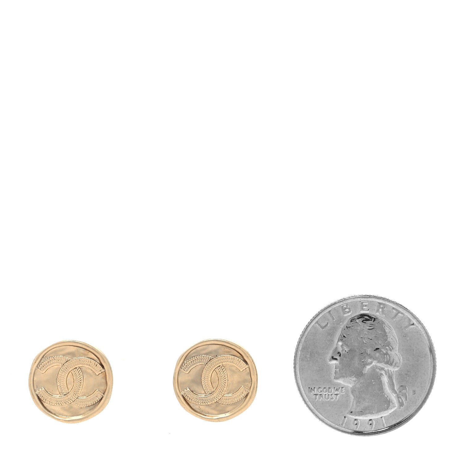 Chanel Metal Round CC Earrings Gold 2 of 4