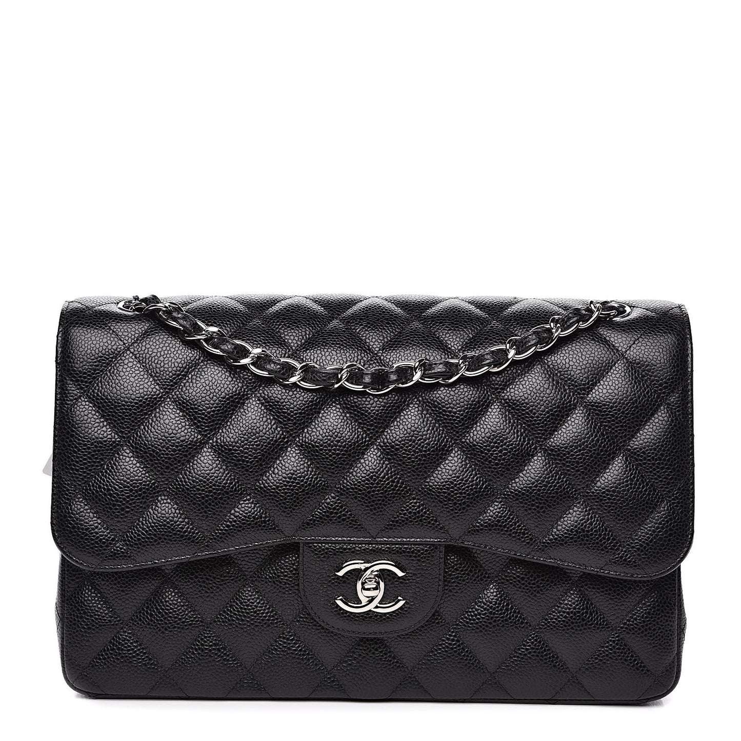 Caviar Quilted Jumbo Double Flap Black