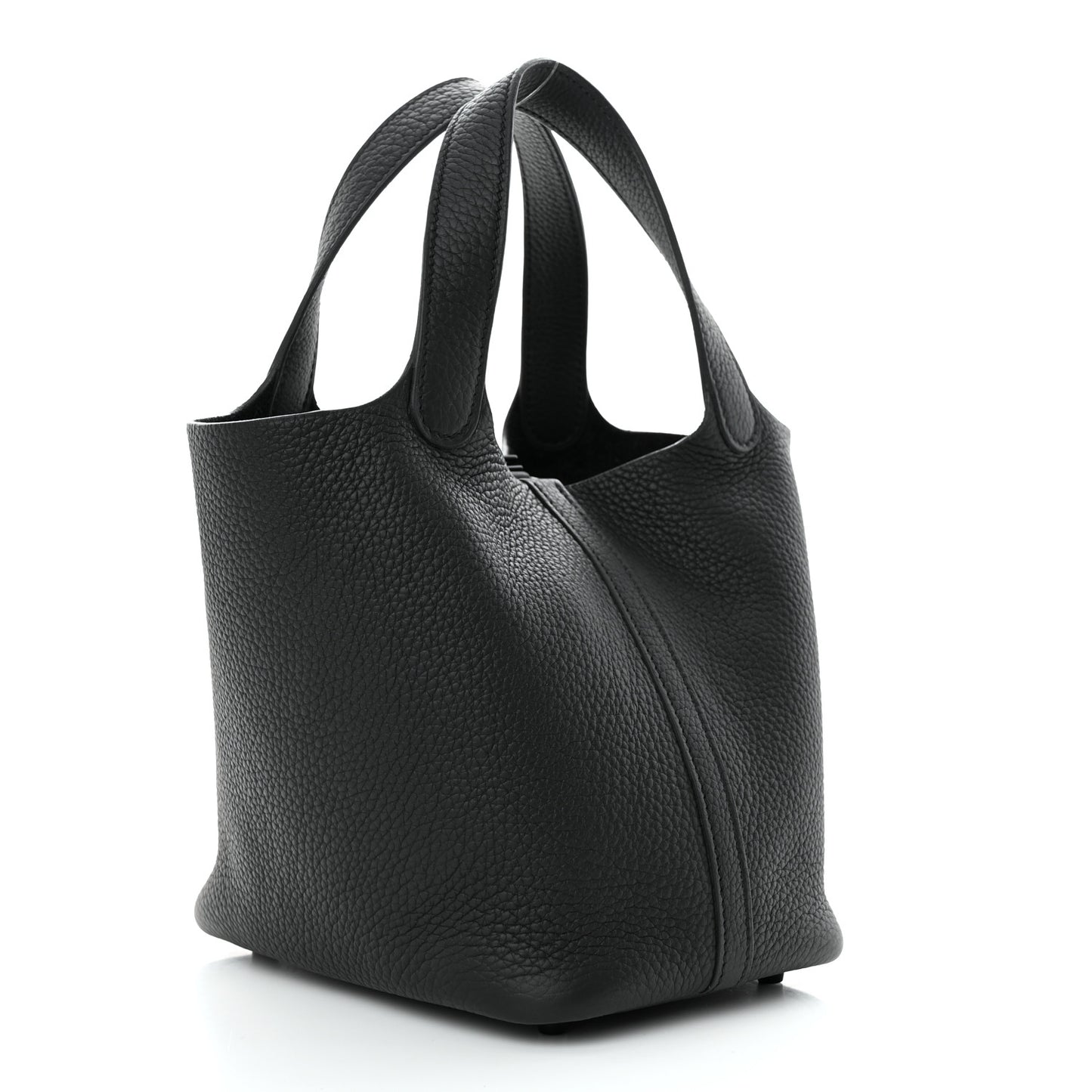 Taurillon Clemence Monochrome Picotin Lock 18 PM Black