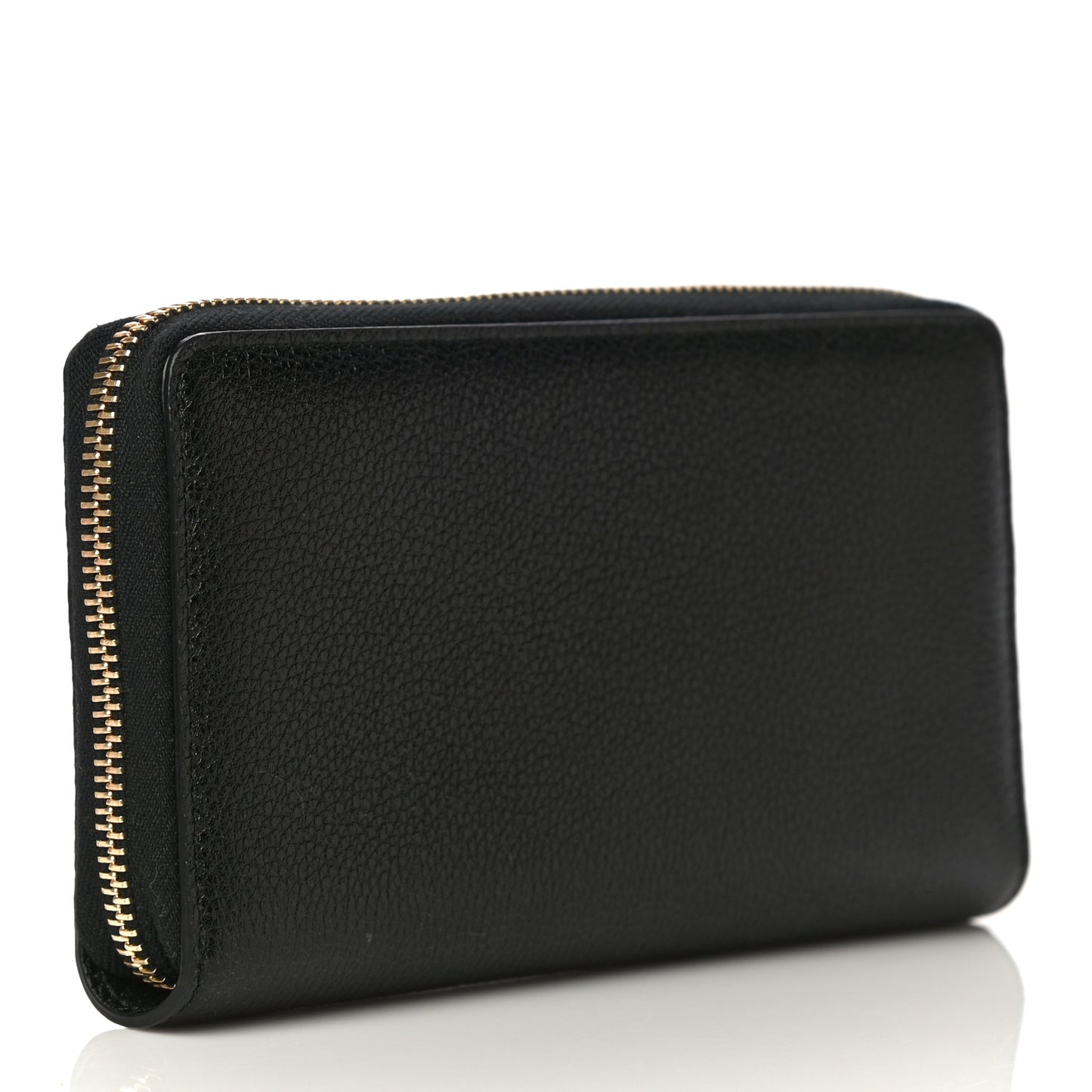 Grainy Calfskin Zumi Zip Around Wallet Black