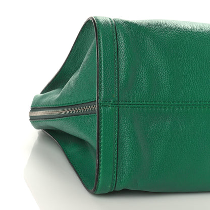 Alexander McQueen Pebbled Calfskin Large Skull Padlock Zip Around Tote Emerald 7 of 8