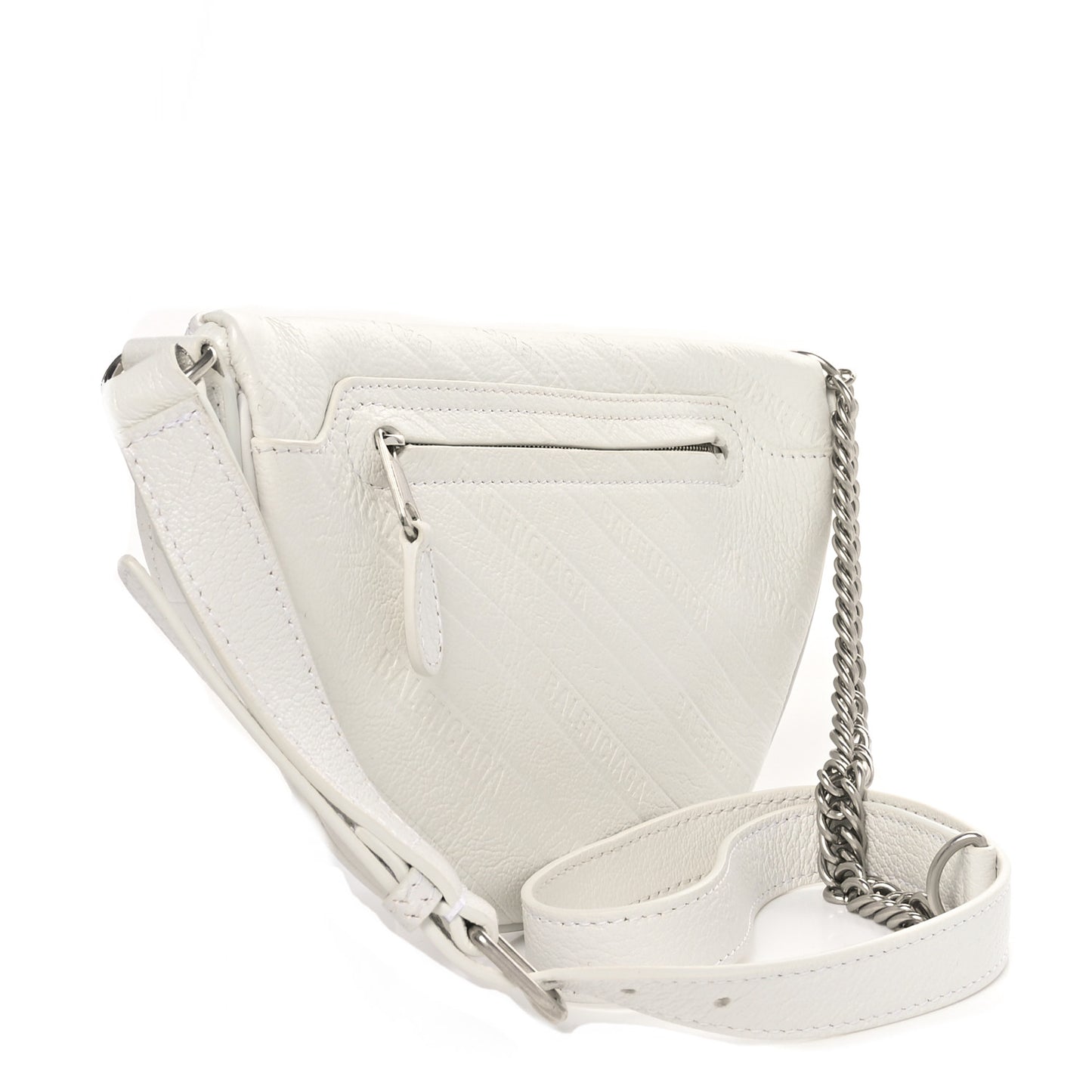 Shiny Goatskin Allover Logo Embossed XXS Souvenir Belt Bag White