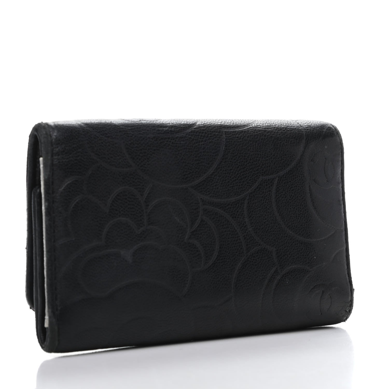 Chanel Lambskin Camellia Embossed 6 Key Holder Black 3 of 7