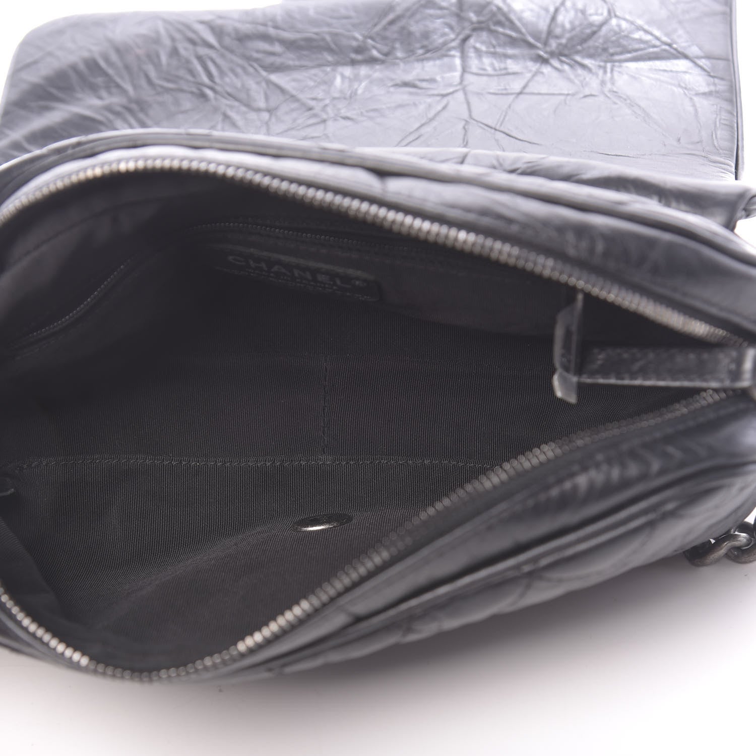 Chanel Crumpled Calfskin Quilted Small Casual Rock Flap Black 5 of 11