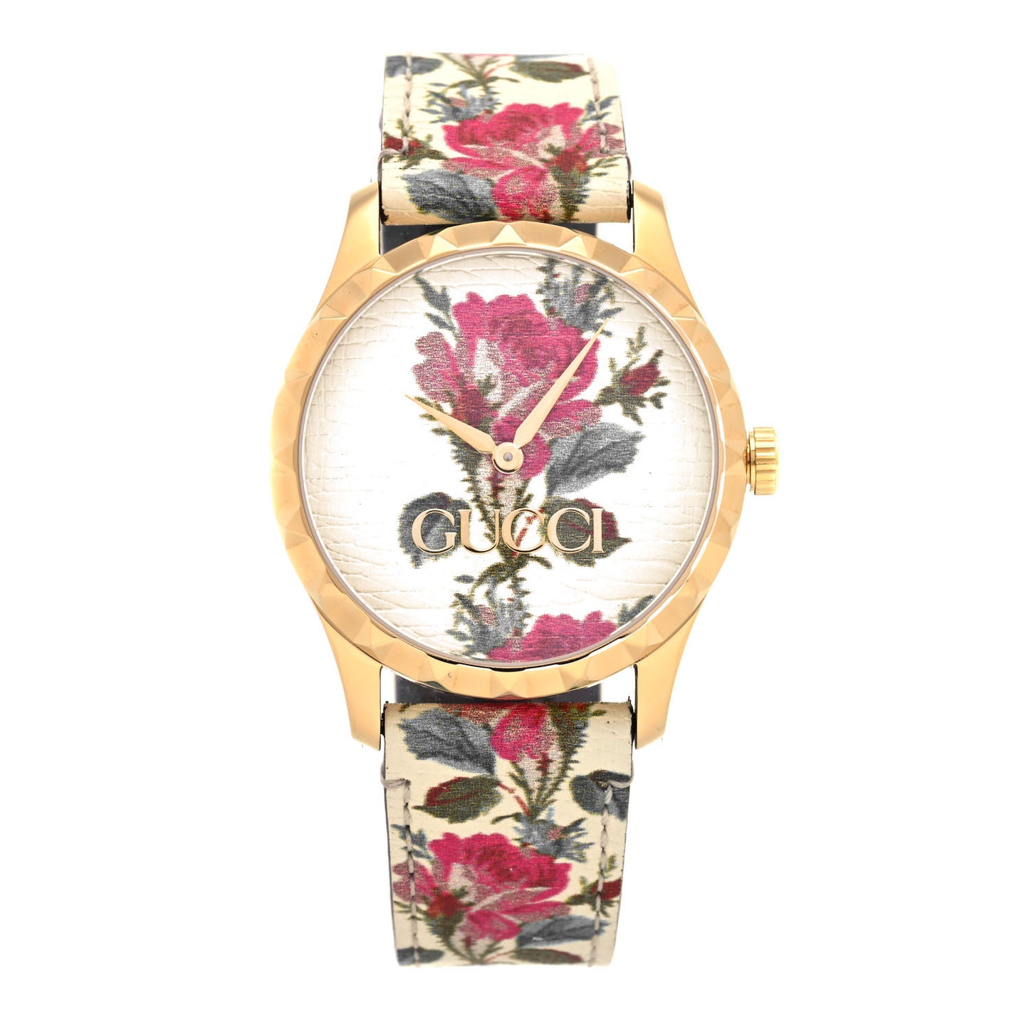 Stainless Steel Calfskin 38mm G-Timeless Floral Quartz Watch Ivory