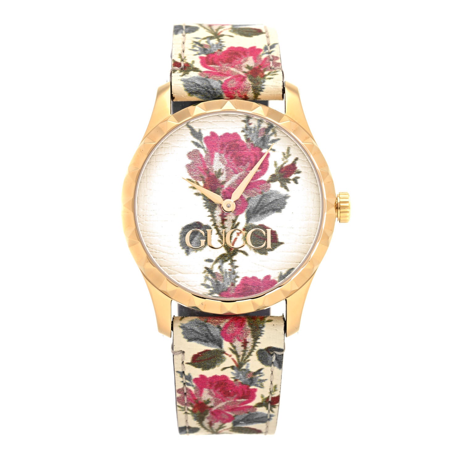 Gucci Stainless Steel Calfskin 38mm G-Timeless Floral Quartz Watch Ivory 1 of 5