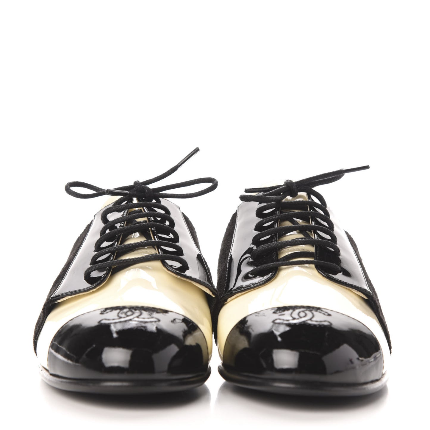 Patent CC Cap Toe Womens Lace Up Oxfords 35 Black White