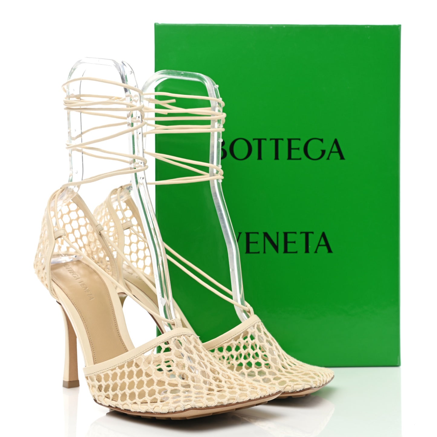 Mesh Nappa Stretch Ankle Tie Sandals 41 Toile