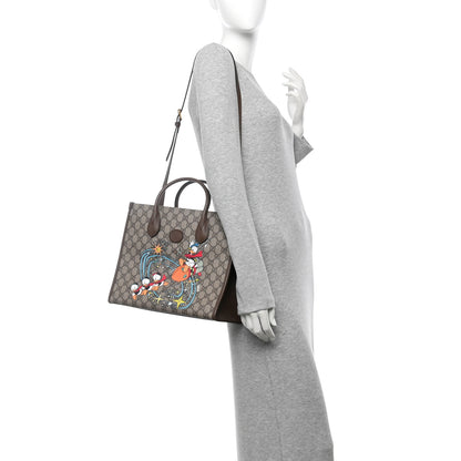 Gucci X DISNEY GG Supreme Monogram Donald Duck Retro Interlocking G Tote Bag Beige Multicolor New Acero 2 of 11