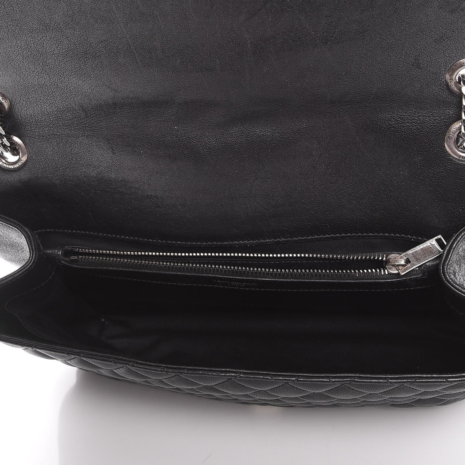 Saint Laurent Calfskin Mixed Matelasse Triquilt Large Monogram Satchel Black 5 of 9
