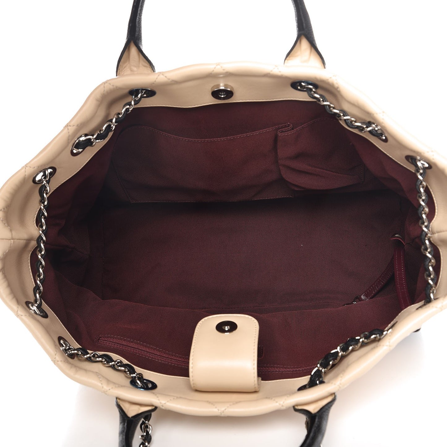 Calfskin Caviar Quilted Large Shopping Tote Beige