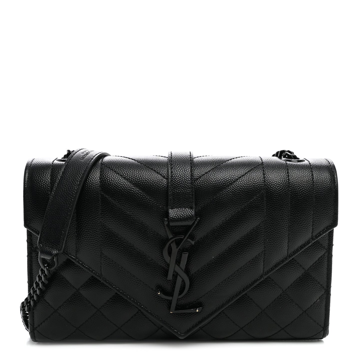 Grain De Poudre Textured Mixed Matelasse Triquilt Small Monogram Monochrome Satchel Black