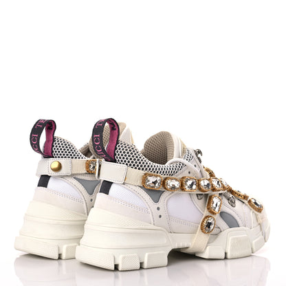 Gucci X SEGA Mesh Calfskin Suede Removable Crystals Womens Flashtrek Sneakers 36 Great White 4 of 15