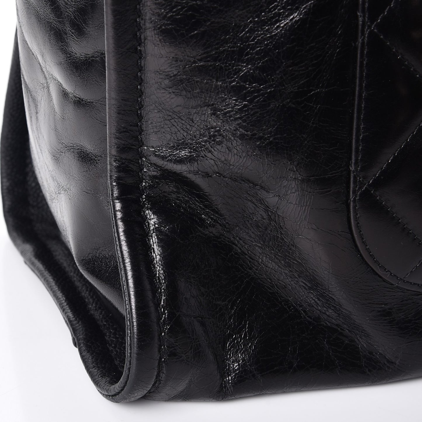 Glazed Calfskin Small Deauville Tote Black