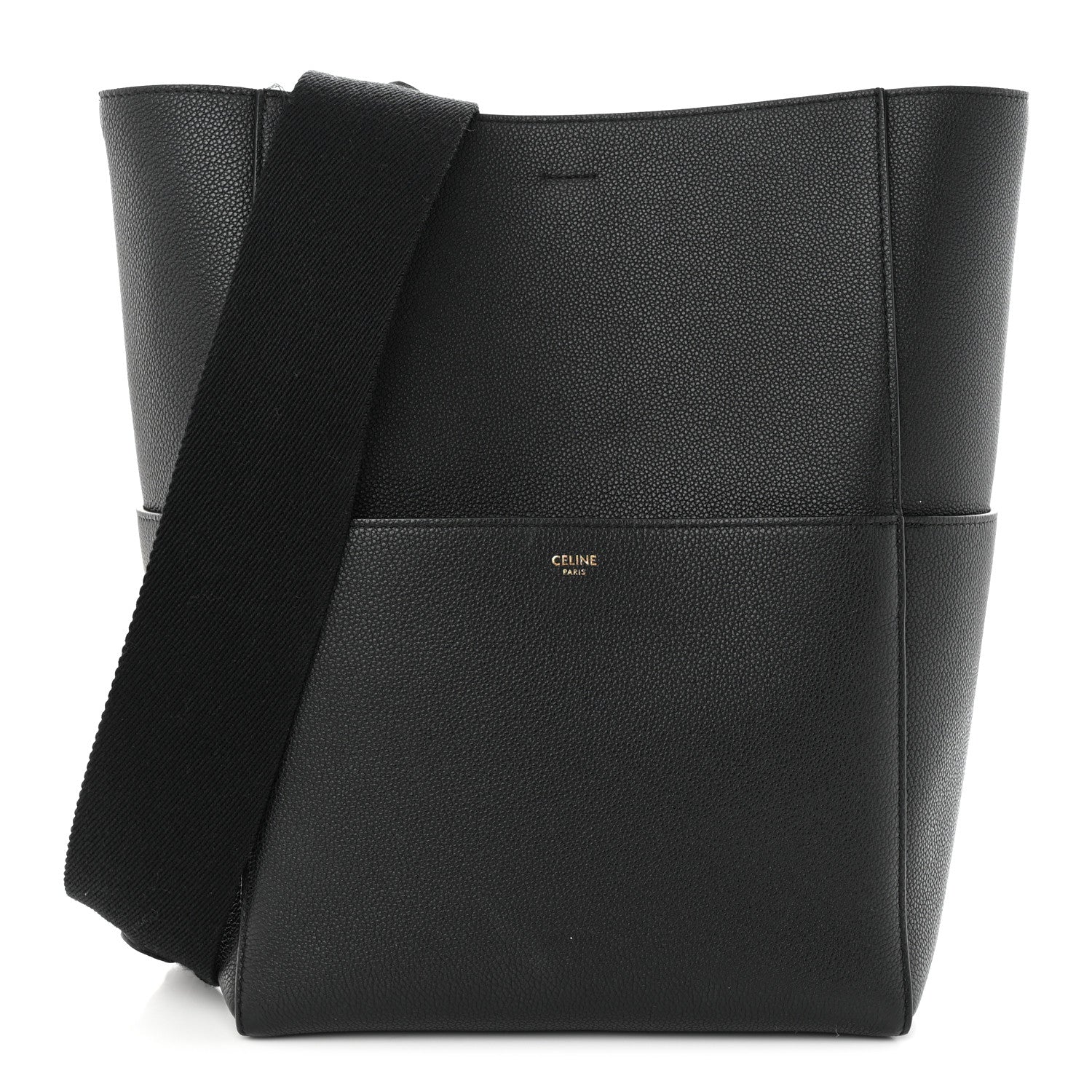 Celine Soft Grained Calfskin Sangle Bucket Bag Black 1 of 11