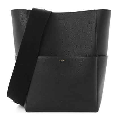 Celine Soft Grained Calfskin Sangle Bucket Bag Black 1 of 11