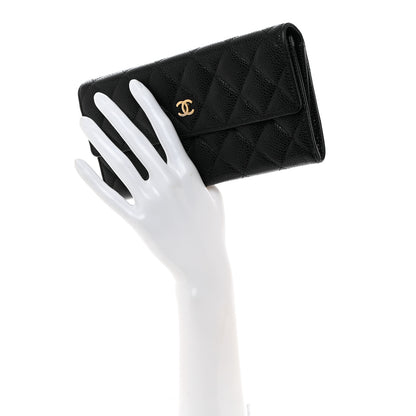 Chanel Caviar Quilted Large Gusset Flap Wallet Black 2 of 10