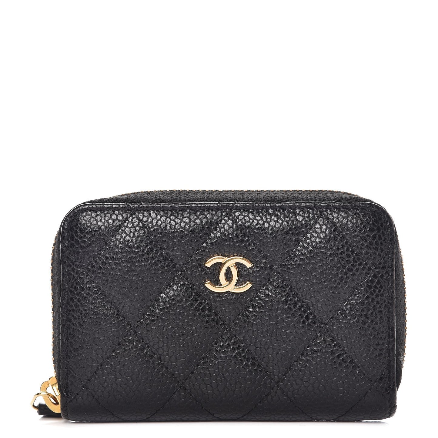 Caviar Quilted Zip Coin Purse Black