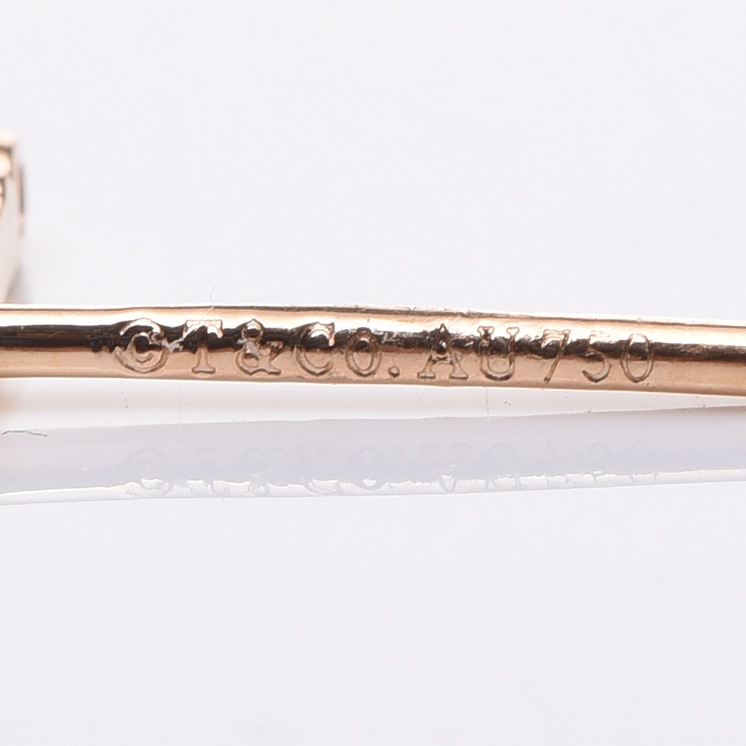 Tiffany 18K Rose Gold Diamond Fleur de Lis Key Bar Earrings 3 of 4