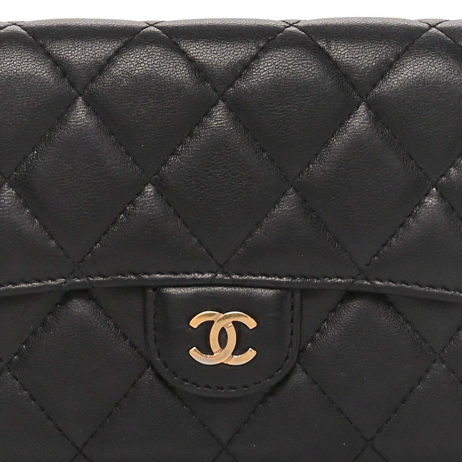 Chanel Lambskin Quilted Large Gusset Flap Wallet Black 5 of 11