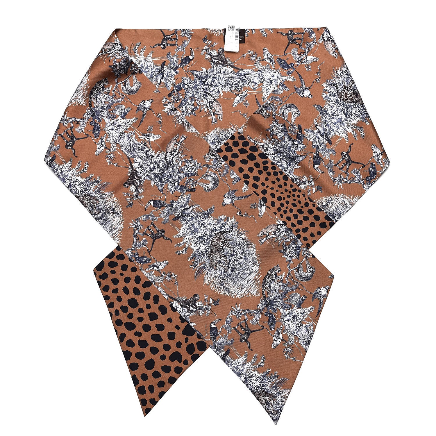 Hermes Silk Equateur Maxi Twilly Tabac Gris Bleuete 1 of 4