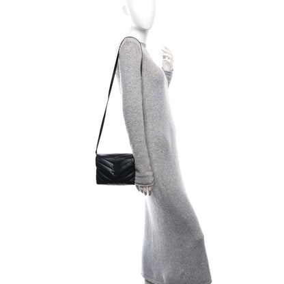Saint Laurent Calfskin Y Quilted Monogram Monochrome Toy Loulou Crossbody Bag Black 2 of 10
