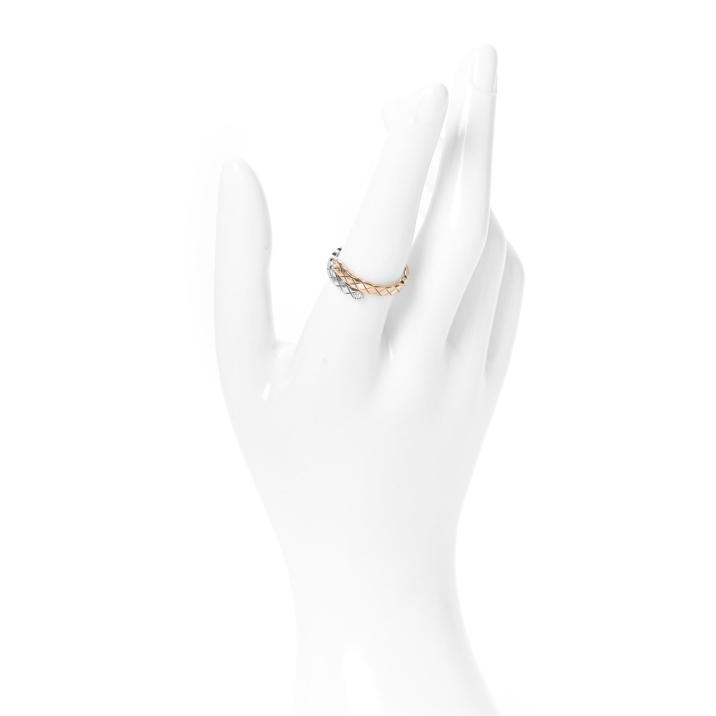 18K White Beige Gold Diamond Coco Crush Toi et Moi Ring 55 7.25