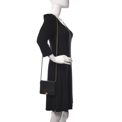 Chanel Caviar Chevron Quilted Boy Wallet On Chain WOC Black 2 of 14