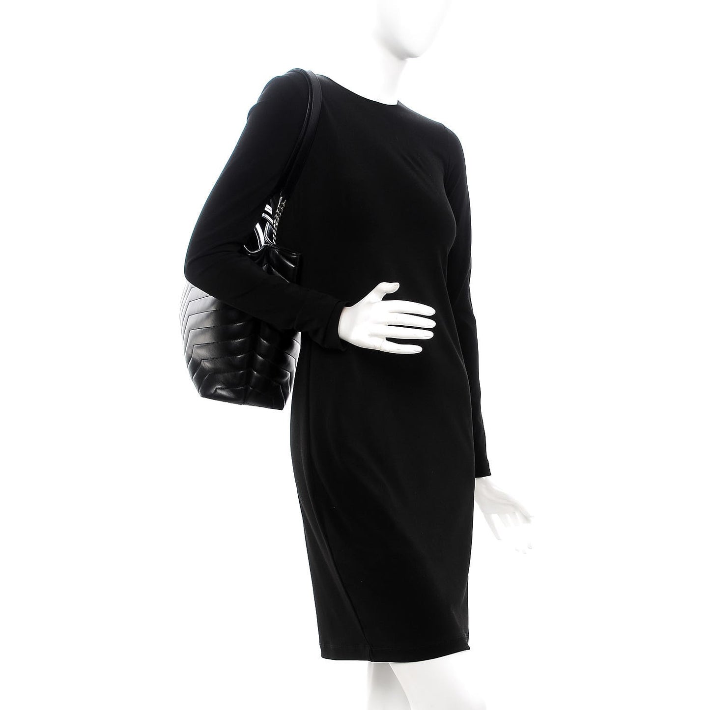 Calfskin Y Quilted Monogram Large Loulou Shopper Black