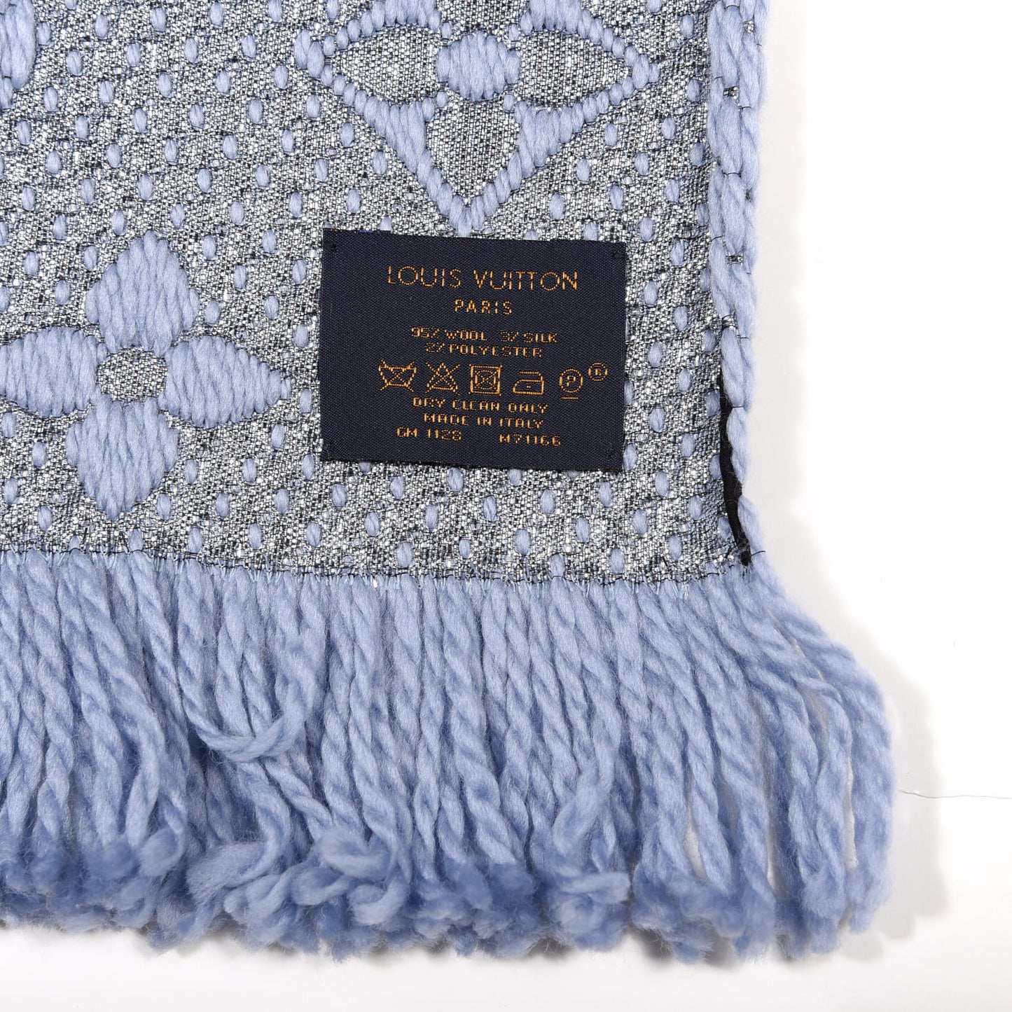 Wool Silk Logomania Shine Scarf Blue