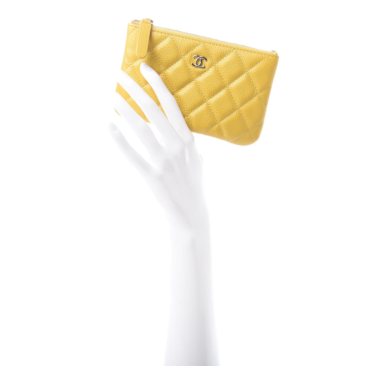 Caviar Quilted Small Cosmetic Case Yellow