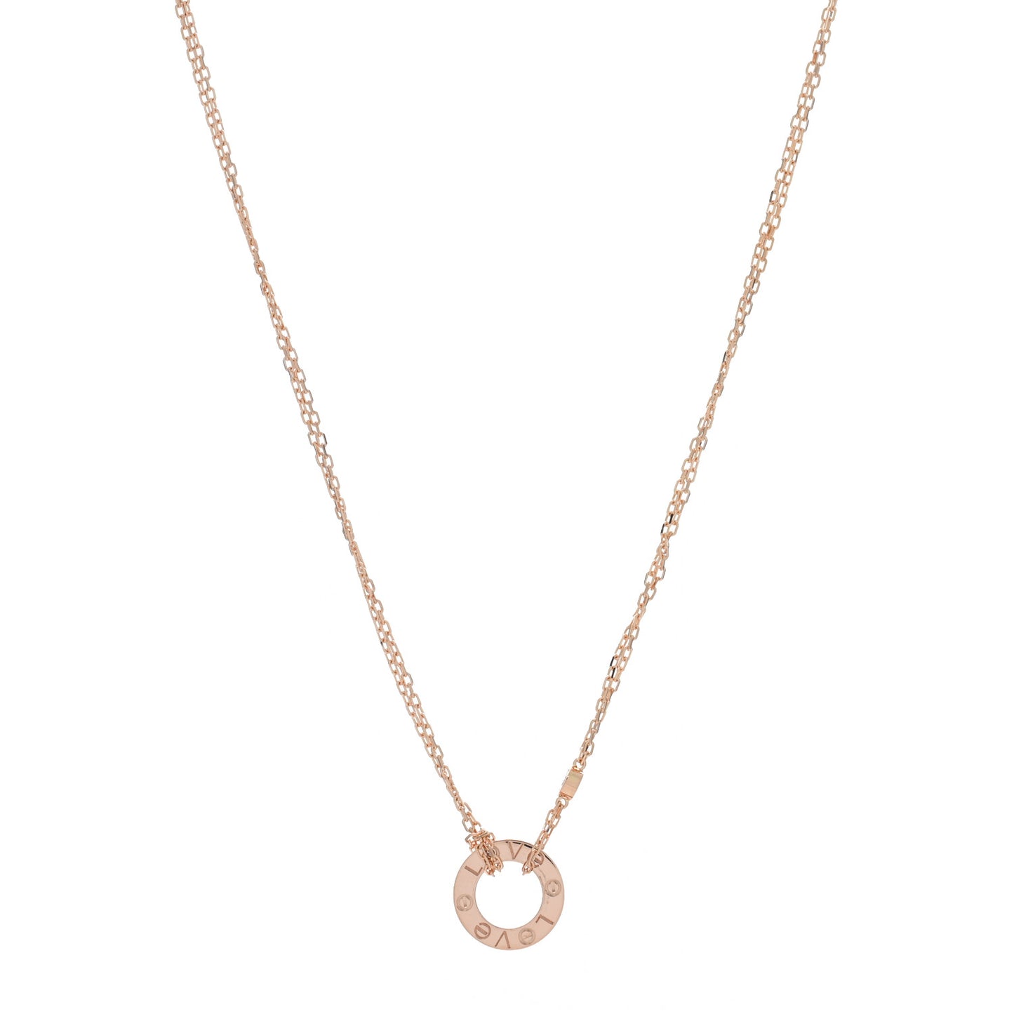18K Pink Gold 2 Diamond LOVE Necklace