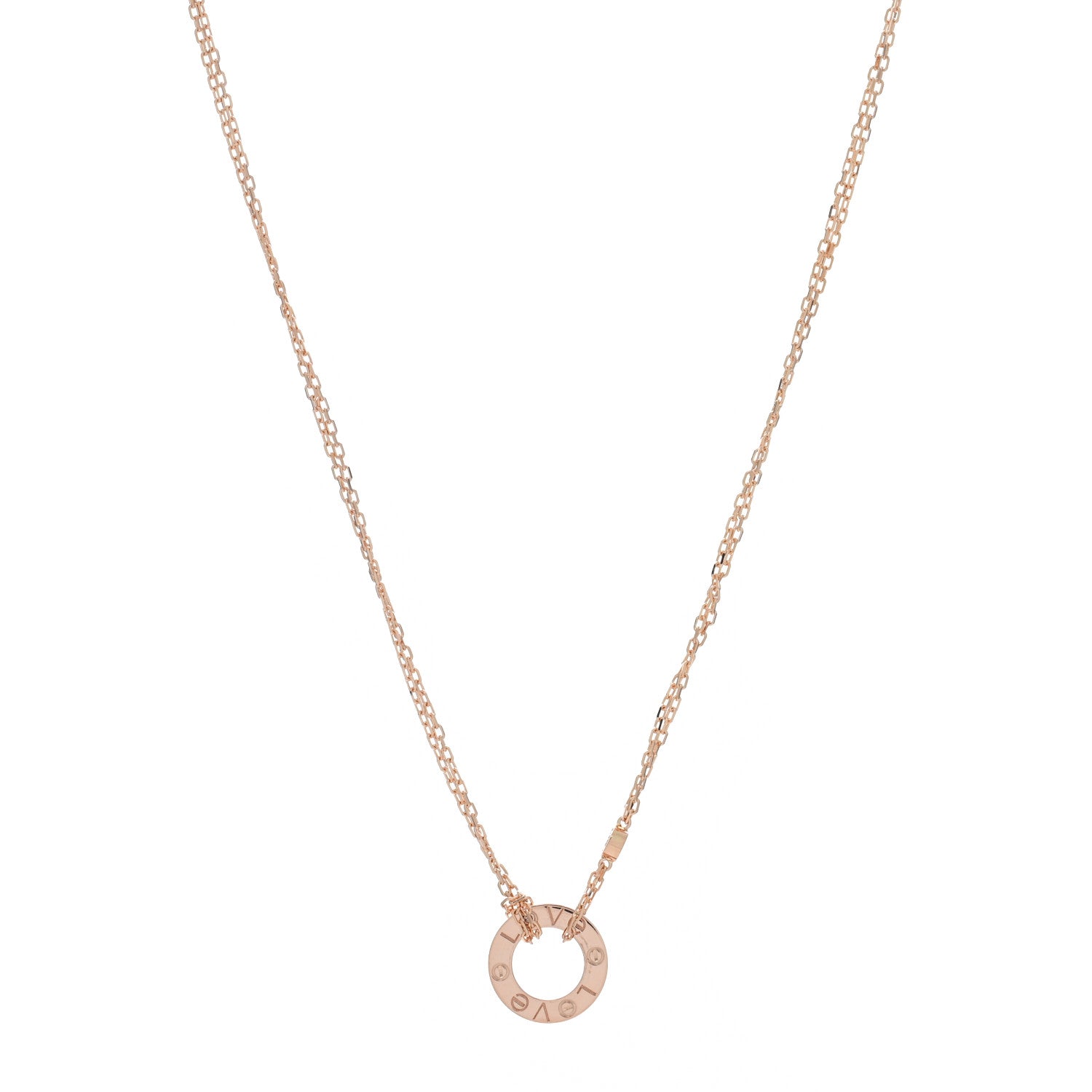 Cartier 18K Pink Gold 2 Diamond LOVE Necklace 1 of 5