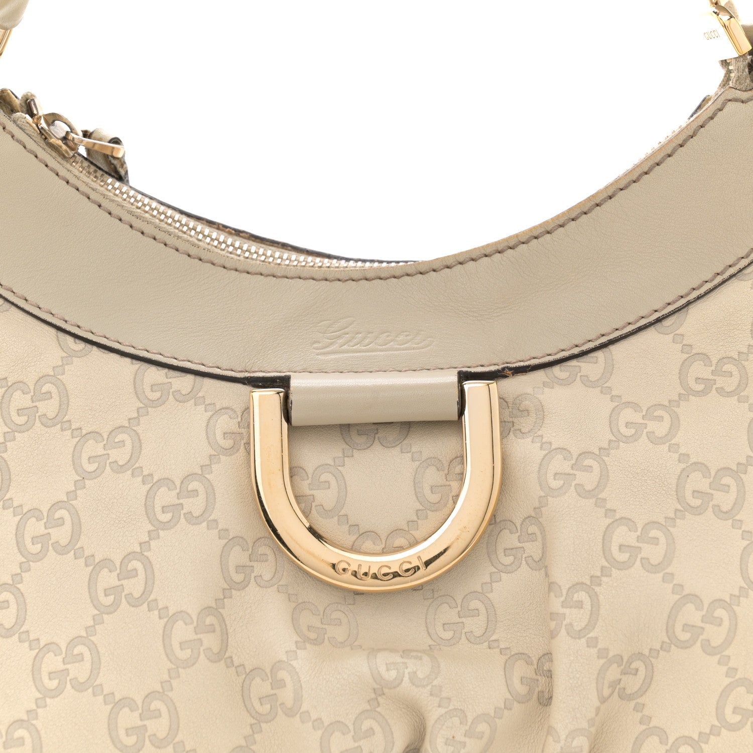 Gucci Guccissima Medium D Gold Hobo Off White 8 of 14