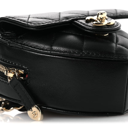 Chanel Lambskin Quilted CC In Love Heart Waist Belt Bag With Chain Black 8 of 10
