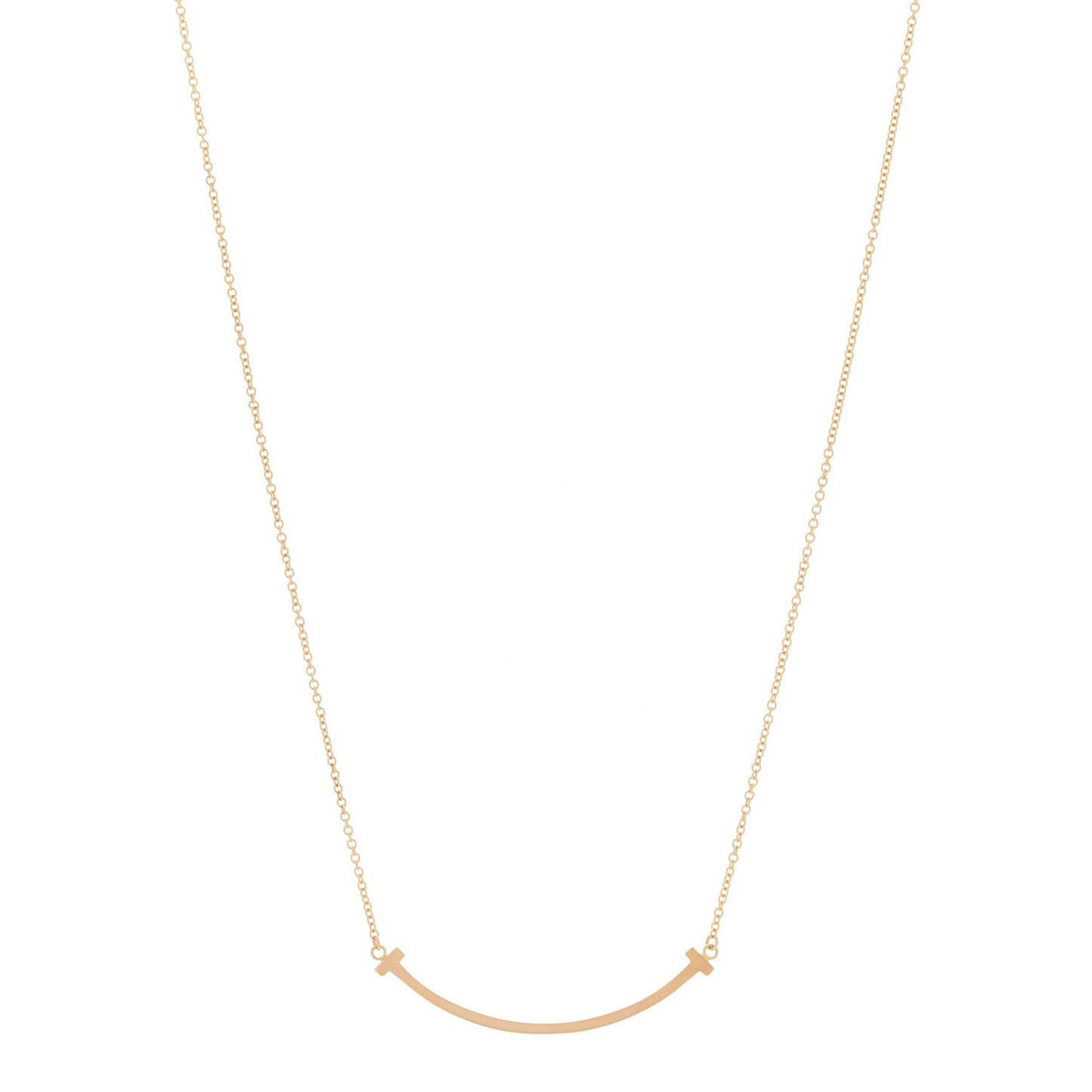 18K Yellow Gold Small T Smile Pendant Necklace