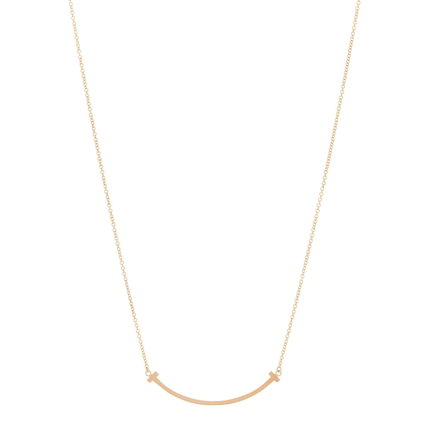 Tiffany 18K Yellow Gold Small T Smile Pendant Necklace 1 of 6