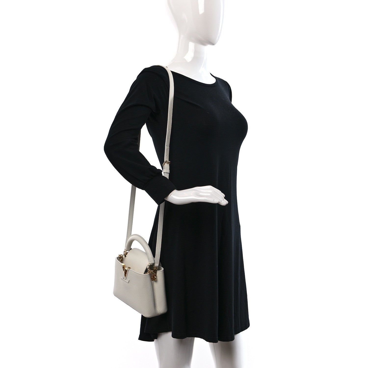 Louis Vuitton Taurillon Flower Chain Capucines Mini Snow 2 of 11