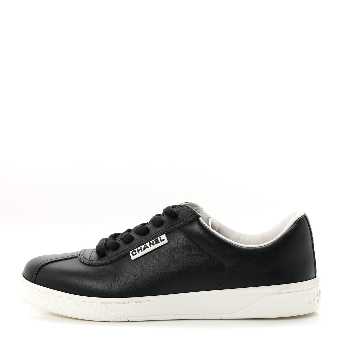 Calfskin CC Womens Uniform Sneakers 37.5 Black