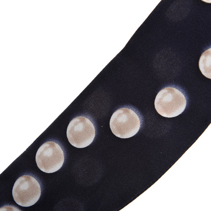 Chanel Silk Pearl CC Slim Bandeau Scarf Navy 6 of 7