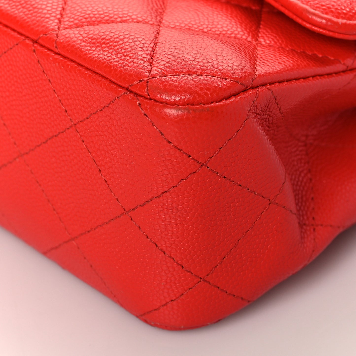 Caviar Quilted Medium Double Flap Red