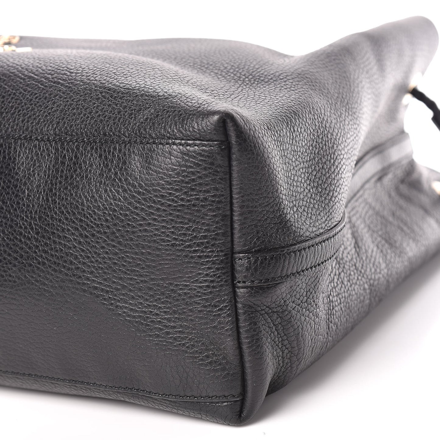 Calfskin Large Gifford Braided Handle Tote Black