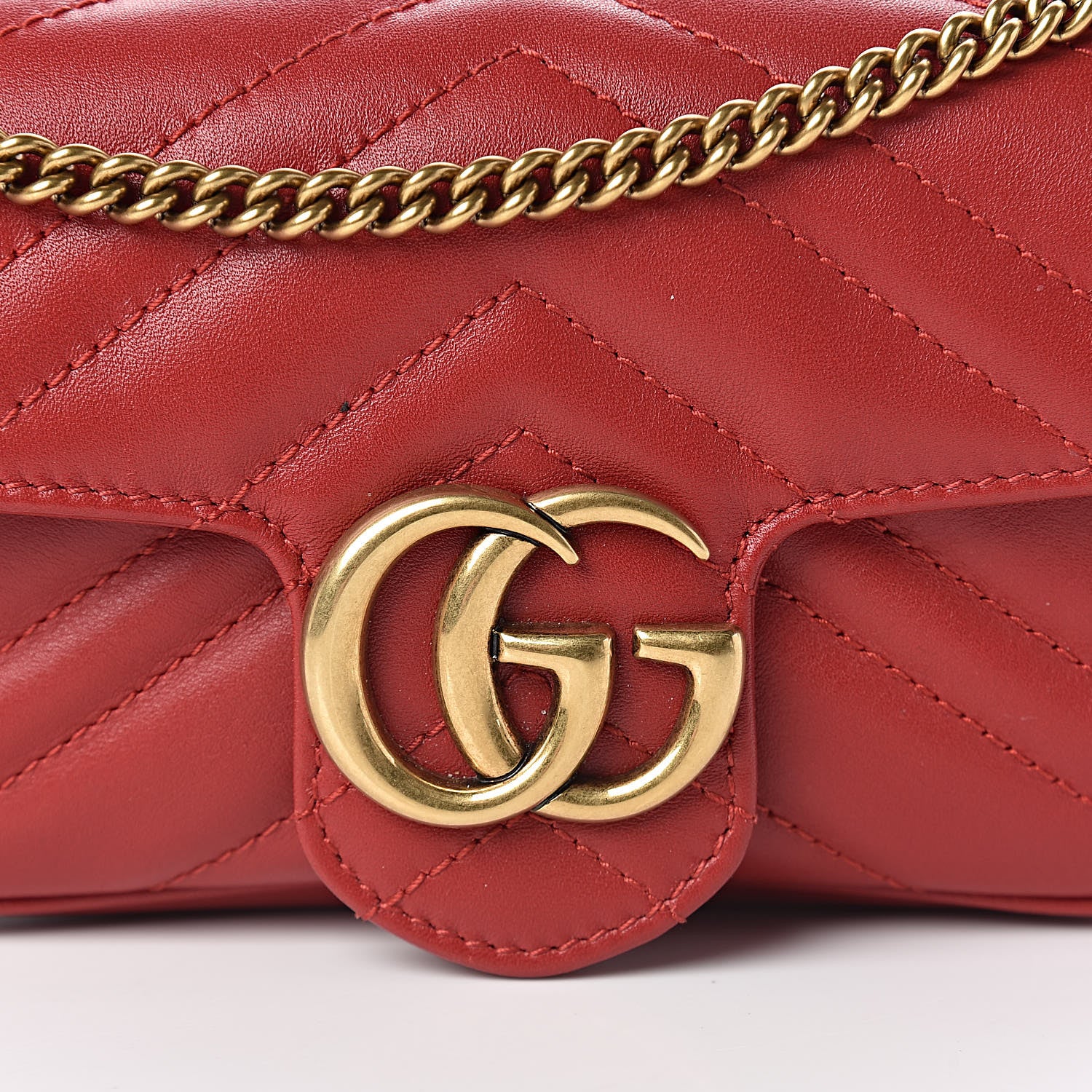 Gucci Calfskin Matelasse Super Mini GG Marmont Shoulder Bag Hibiscus Red 11 of 12